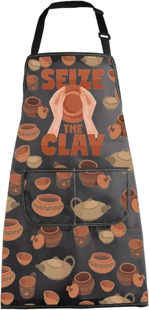 MBMSO Ceramic Pottery Apron Seize the Clay Pottery Artist Gift for Pottery Lover Ceramic Artist Apron with Pockets