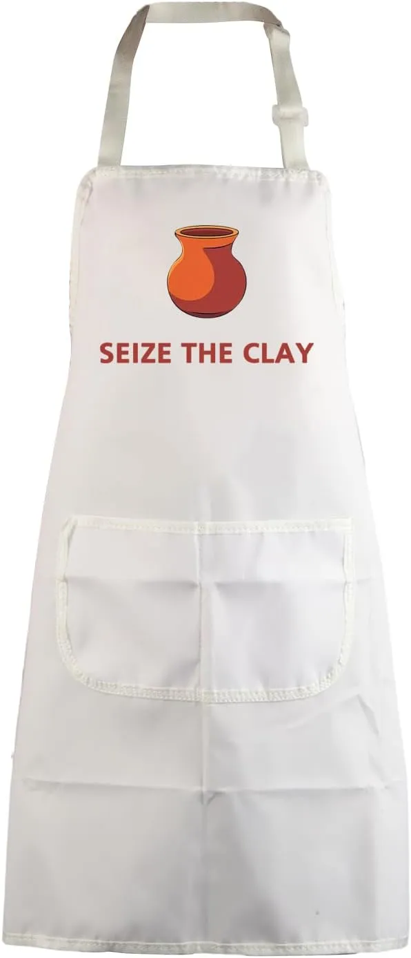 MBMSO Ceramic Pottery Apron Seize the Clay Pottery Artist Gift for Pottery Lover Ceramic Artist Apron with Pockets