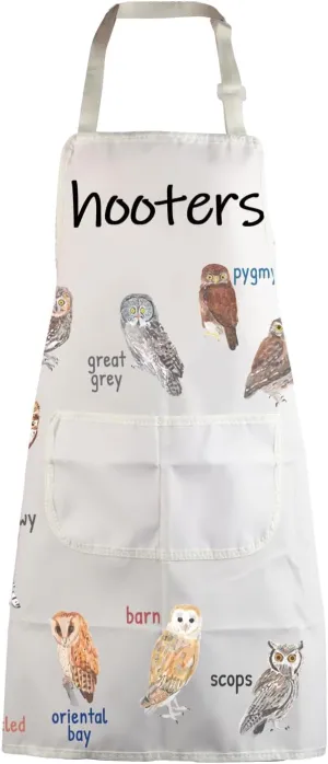 MBMSO Hooters Owl Apron - Owl Lovers Gift with Pockets