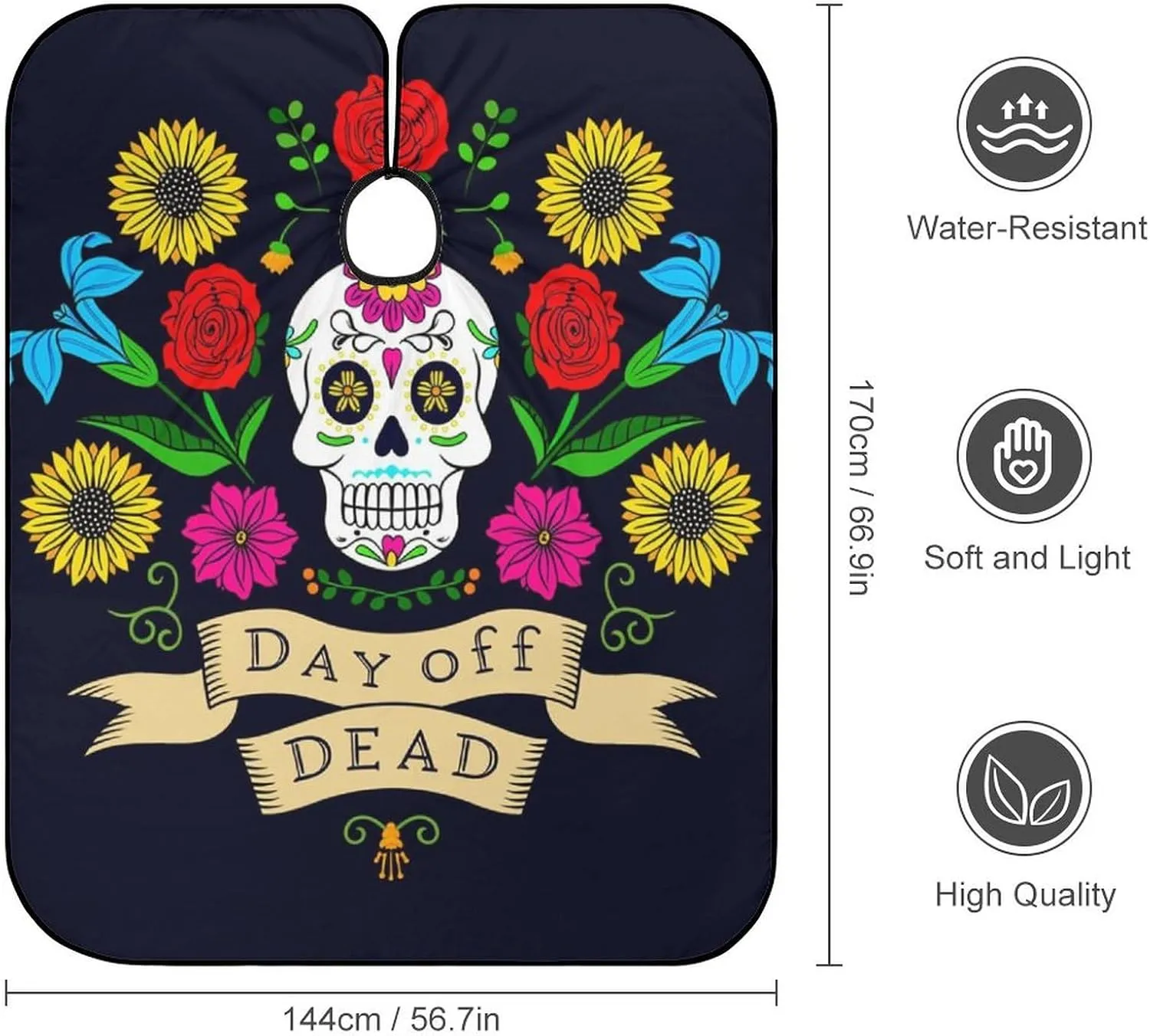 Men Multi Colorful Flowers Sugar Skull Art Salon Cape - Extra Large Haircut Apron for Hairdressers, Haircut Tools