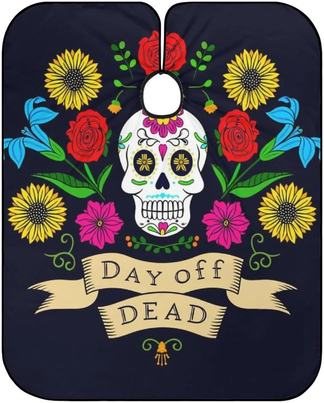 Men Multi Colorful Flowers Sugar Skull Art Salon Cape - Extra Large Haircut Apron for Hairdressers, Haircut Tools