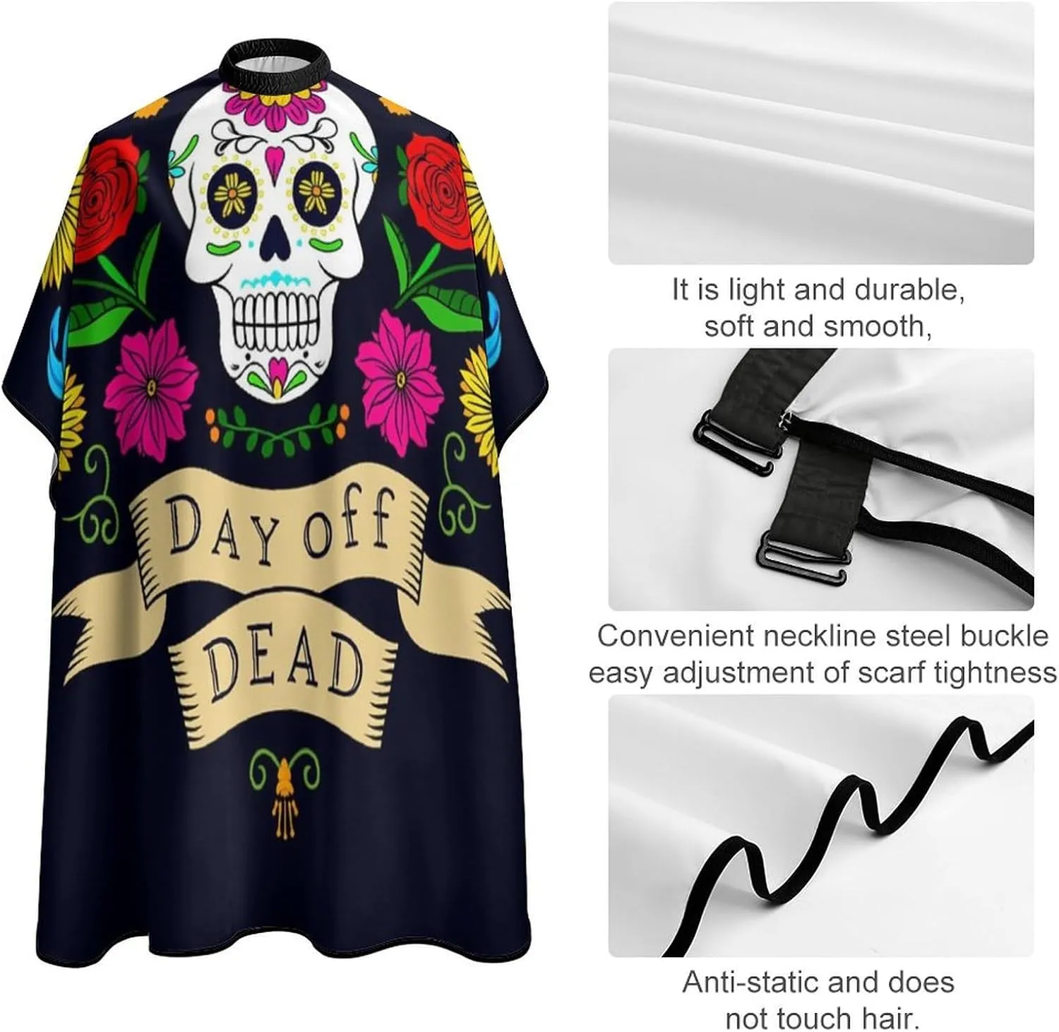 Men Multi Colorful Flowers Sugar Skull Art Salon Cape - Extra Large Haircut Apron for Hairdressers, Haircut Tools