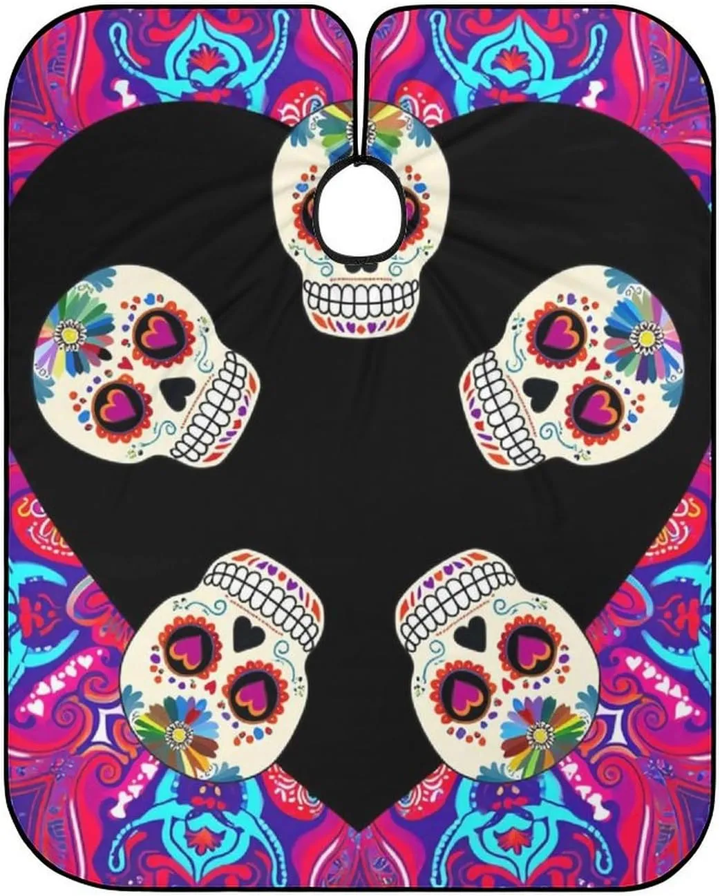 Men Women Dead Sugar Skull Flowers Art Hair Styling Cape - Full Coverage Professional Hair Cutting Apron for Hair Dye, Easy Clean
