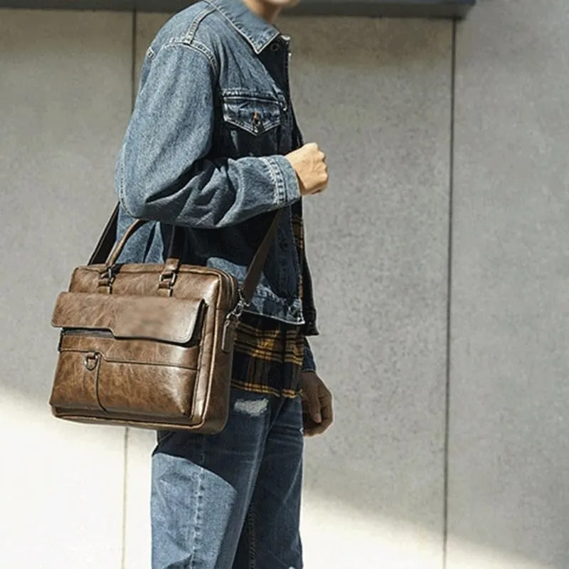 Men's Handbag Vintage Briefcase Business Computer Bag Crossbody Bag Office Workplace