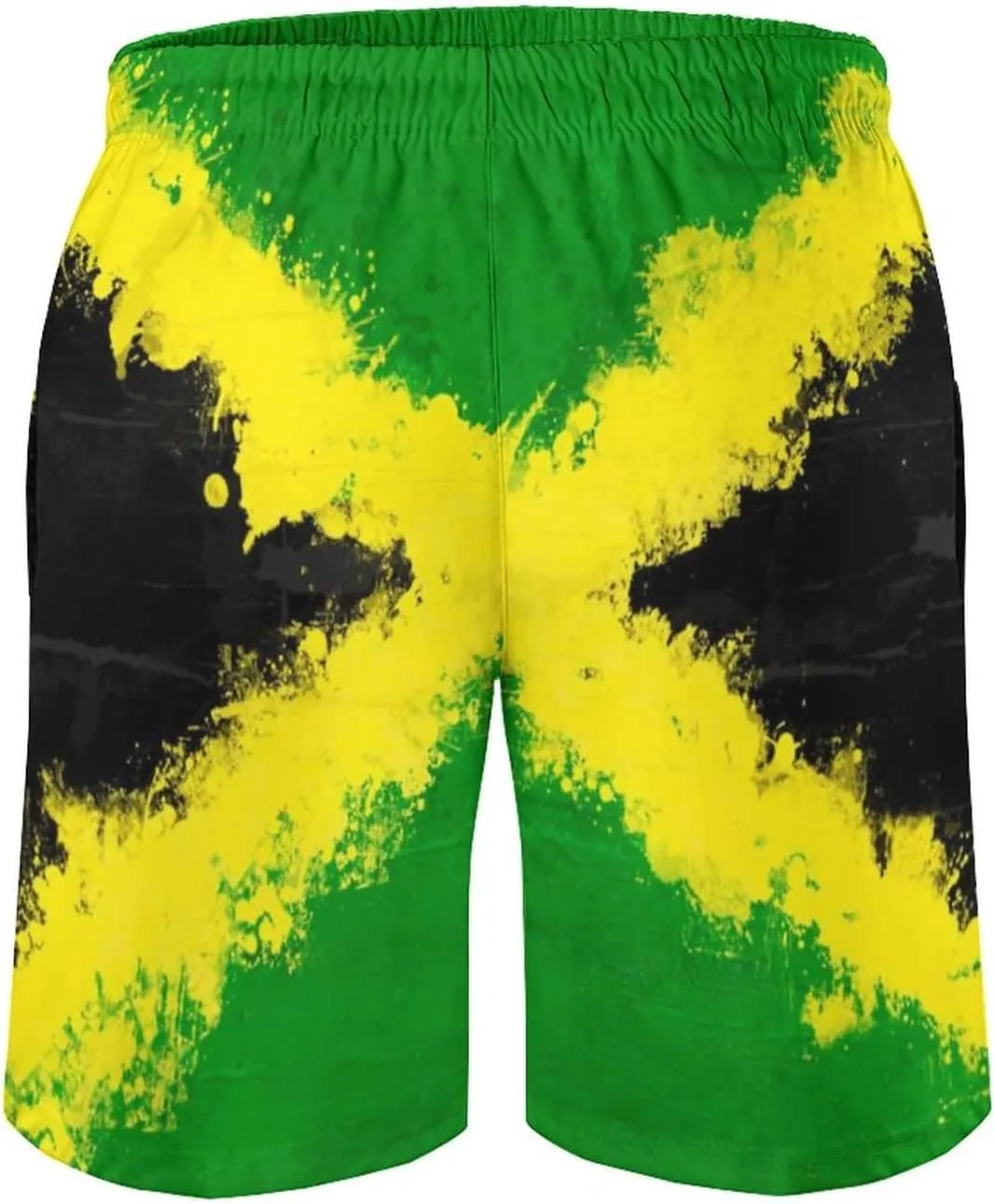 Mens Jamaican Flag Swim Trunks Quick Dry Board Shorts with Mesh Lining