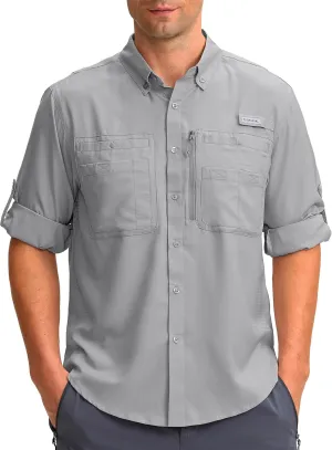 Men's Long Sleeve Sun Protection Fishing Shirt with Zipper Pockets UPF 50  Lightweight Cool Sun Shirts for Men Hiking Outdoor