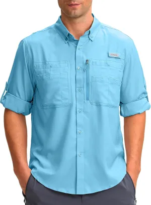 Men's Long Sleeve Sun Protection Fishing Shirt with Zipper Pockets UPF 50  Lightweight Cool Sun Shirts for Men Hiking Outdoor(Sail-New,M)