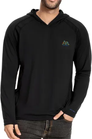 Men’s UPF 50  Hoodie Shirt Long Sleeve Permanent UV Sun Protection Vented Tee Performance for Outdoor Hiking Fishing