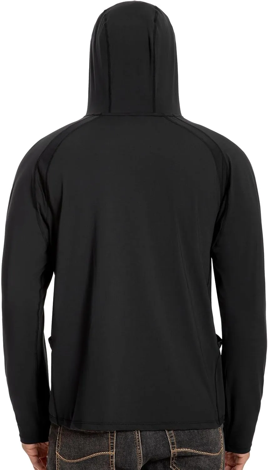 Men’s UPF 50  Hoodie Shirt Long Sleeve Permanent UV Sun Protection Vented Tee Performance for Outdoor Hiking Fishing