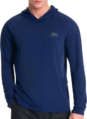 Men’s UPF 50  Hoodie Shirt Long Sleeve Permanent UV Sun Protection Vented Tee Performance for Outdoor Hiking Fishing