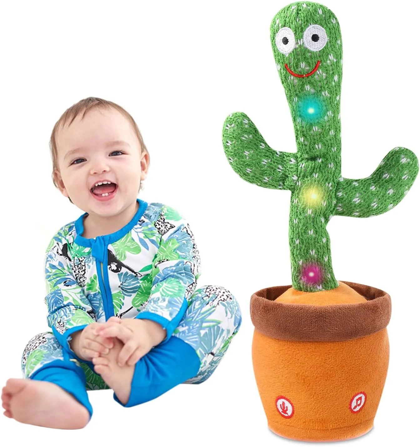MIAODAM Dancing Cactus, Talking Cactus Baby Toy, Colorful Glowing Repeating Cactus Toy for Baby Toddler, Singing Cactus Toy 120 Pcs Songs Repeats What You Say for Baby Toy Gift Mimicking