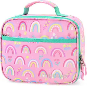 mibasies Kids Lunch Box for Girls Toddler, Insulated and Reusable Lunch Bag for School, Pink Rainbow
