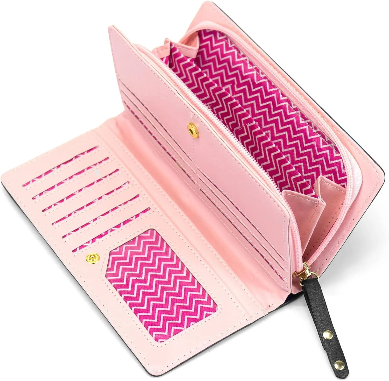 Mini Faux Leather Bifold Cute 3 Cat Zipper Clutch Wallet Handbag for Women Girls