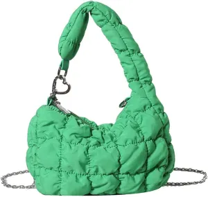 Mini Puffer Tote Bag for Women Quilted Carryall Bag Puffy Purse Puffer Crossbody Bag Shoulder Bag Nylon Crescent Bag