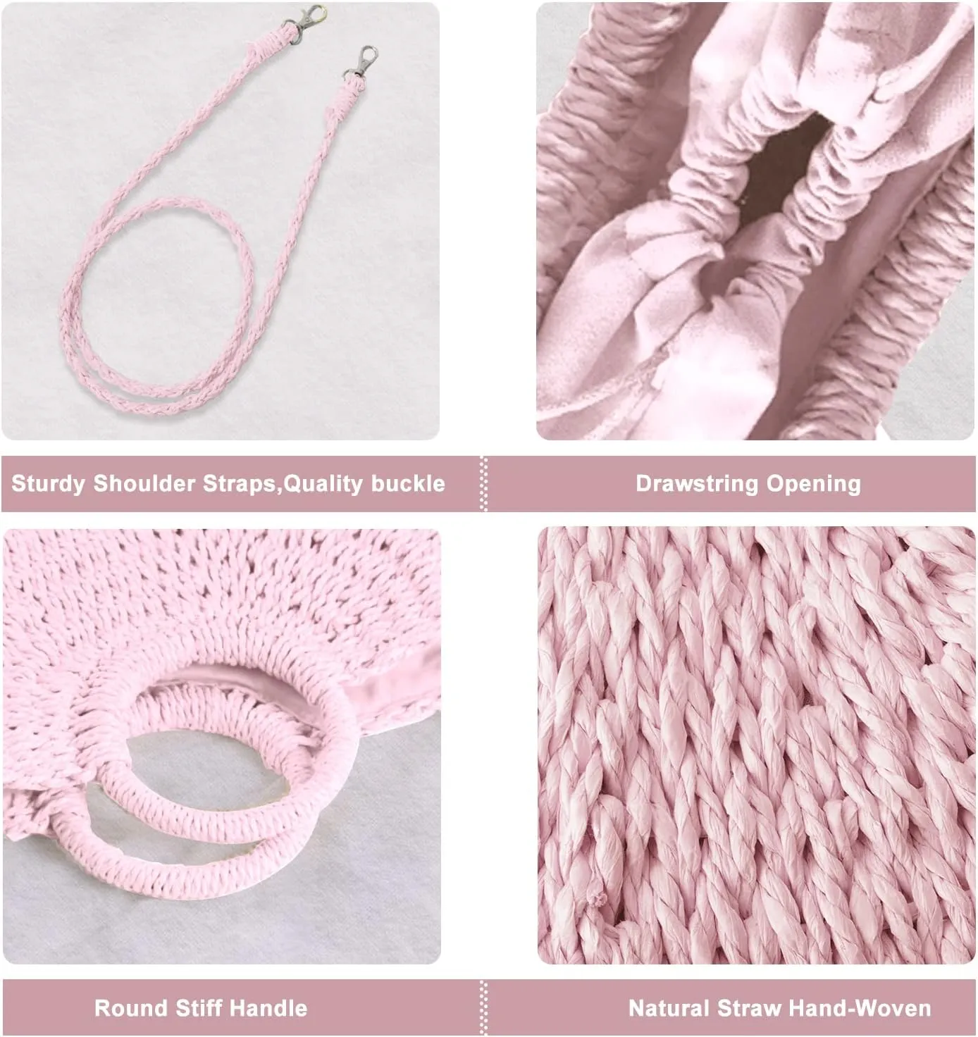 Mini Semi-circle Rattan Straw Bag, Hand-woven Women Summer Retro Beach Tote Shoulder Bag Crossbody Travel Beach Bag