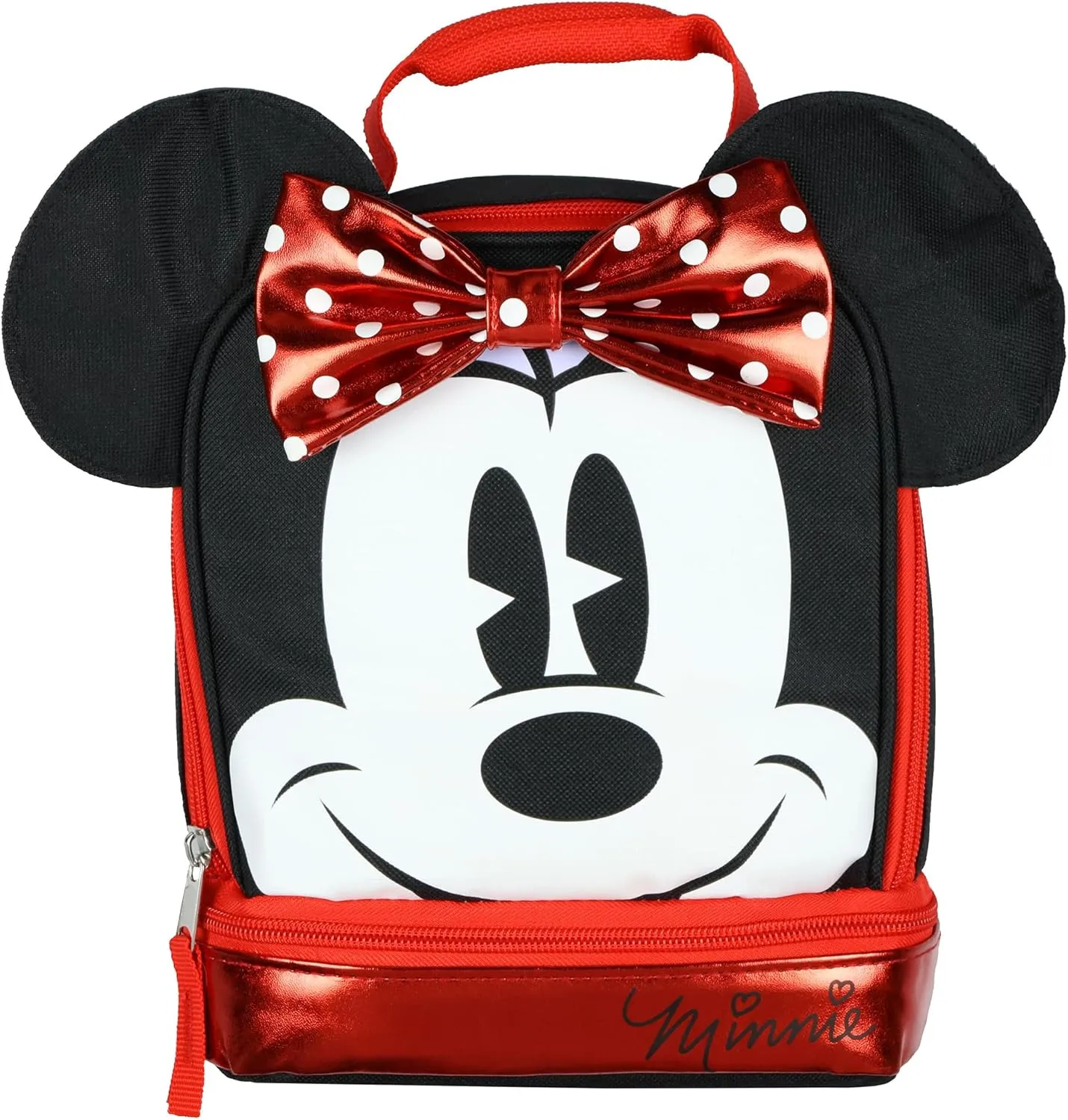 Minnie Mouse Lunch Box Minnie3D Metallic Design Dual Compartment Insulated Lunch Bag Tote