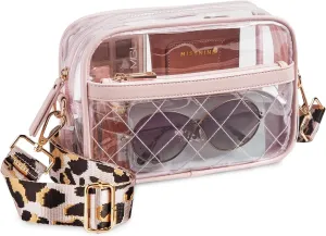 Missnine Clear Bag for Stadium Events Quilted Clear Purse for Women Stadium Approved PVC Crossbody Concert Bag