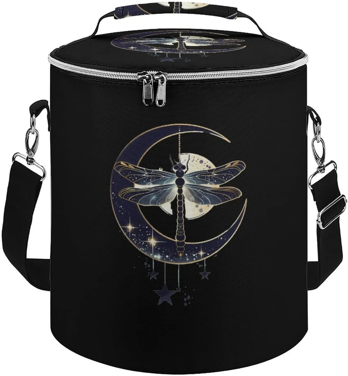 Moon Nature Insect Dragonfly Insulated Lunch Bag Reusable Cooler Tote Bag for Camping Picnic Beach Work