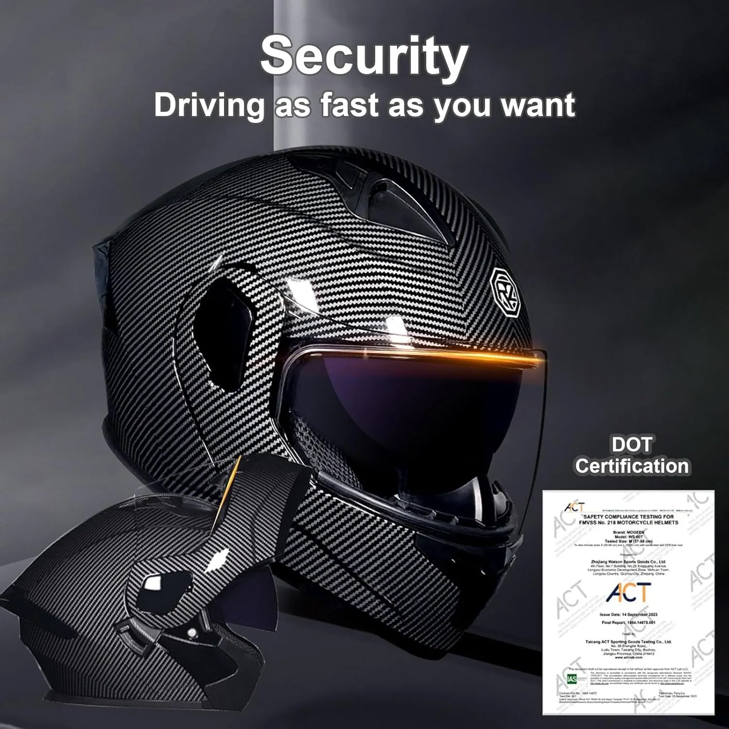 Motorcycle Bluetooth Modular Helmet DOT Approved Dual Visor Full Face Flip up Integrated Motorcycle Helmets Double Visor Helmet Built-in Dual Speaker Microphone Waterproof Adults Men Women M-XXL
