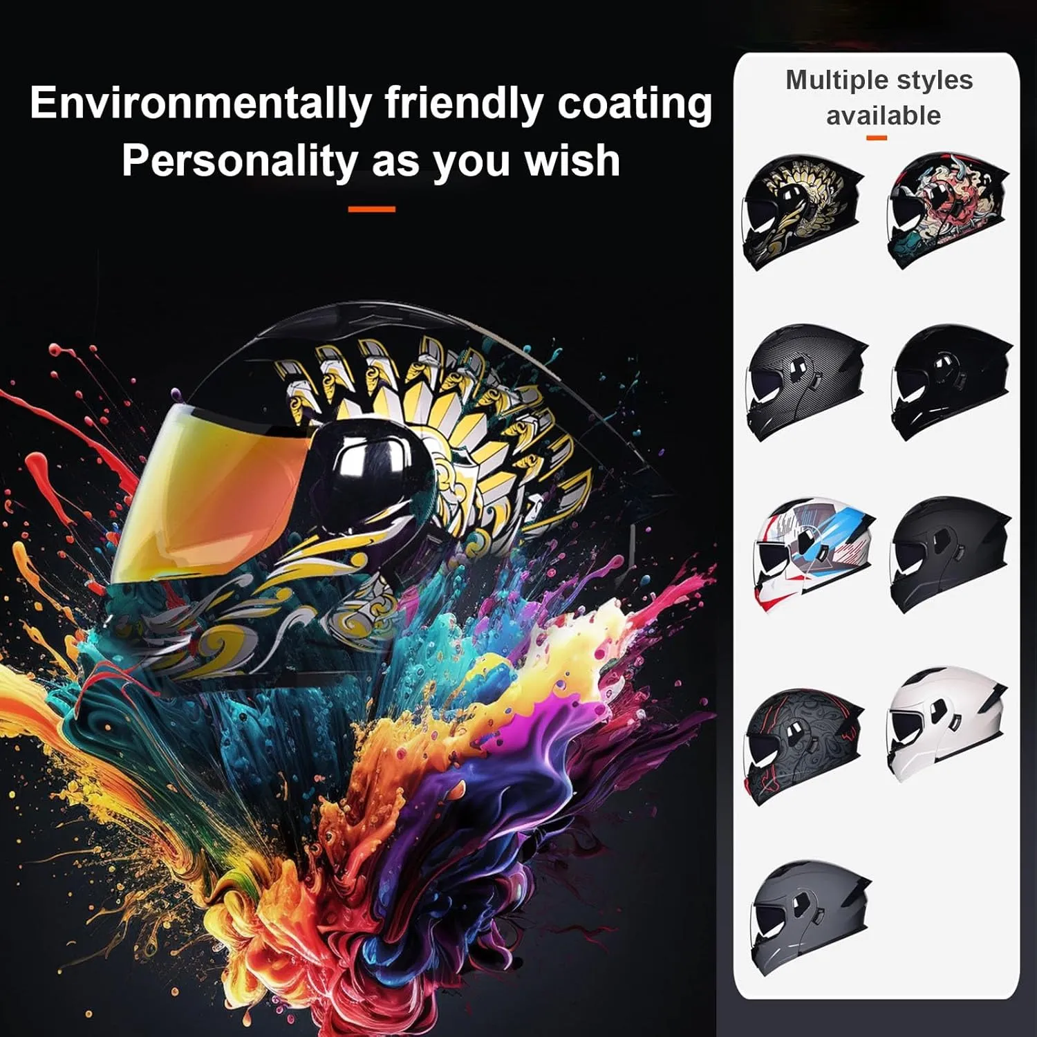 Motorcycle Bluetooth Modular Helmet DOT Approved Dual Visor Full Face Flip up Integrated Motorcycle Helmets Double Visor Helmet Built-in Dual Speaker Microphone Waterproof Adults Men Women M-XXL