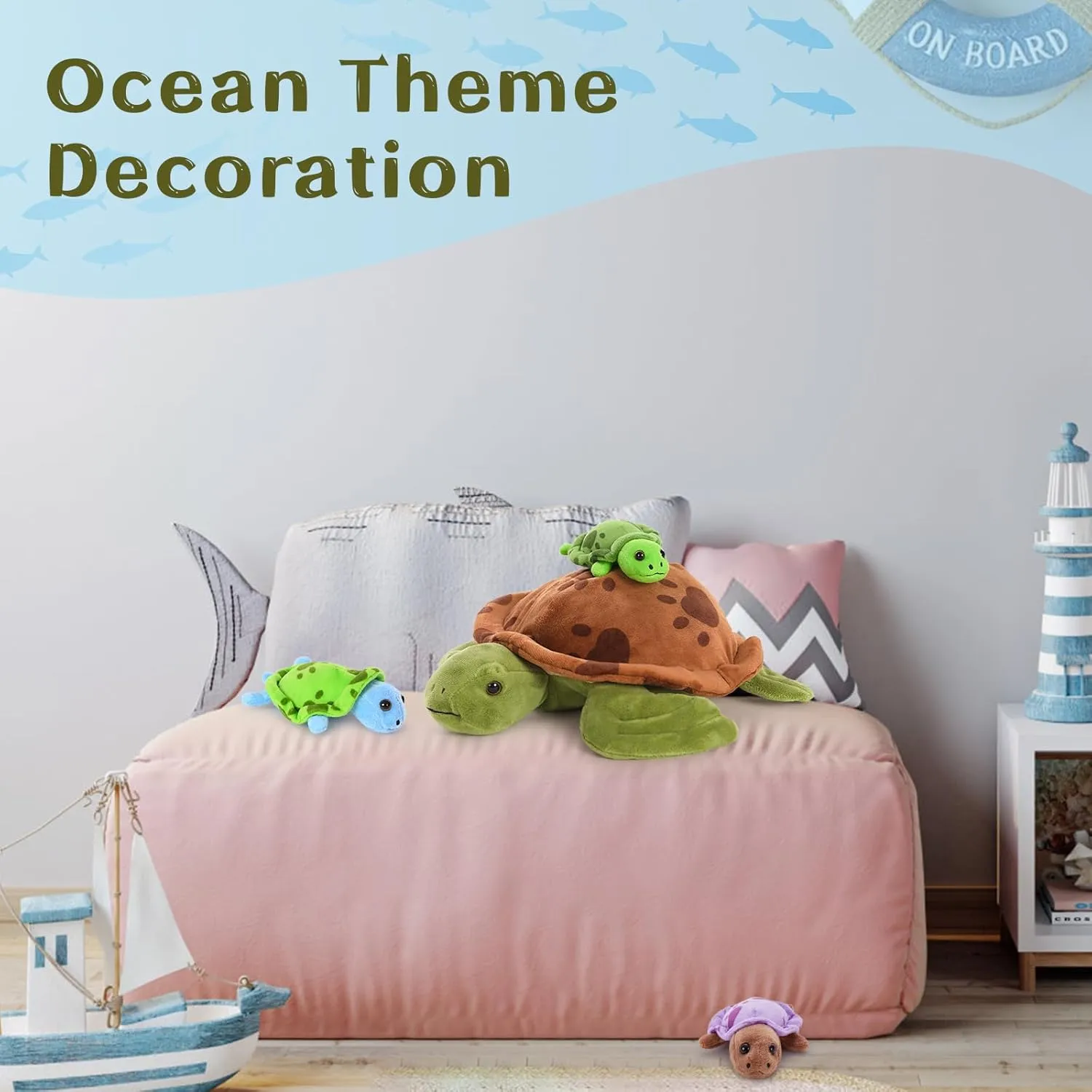 Muiteiur 4 Pcs Sea Turtle Stuffed Animals, Soft 12.6 Inch Turtle Plush Toy with Babies, Cute Stuffed Animals Gifts for Kids Boys Girls