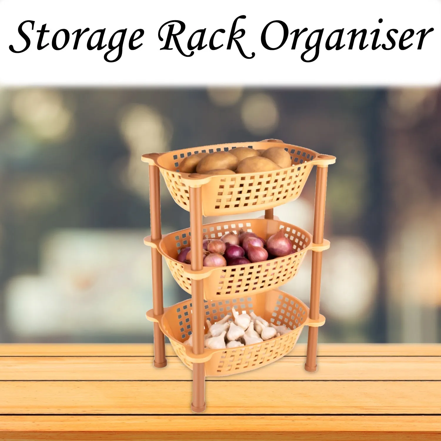 Multipurpose Plastic Storage Rack Organiser - 3 pcs