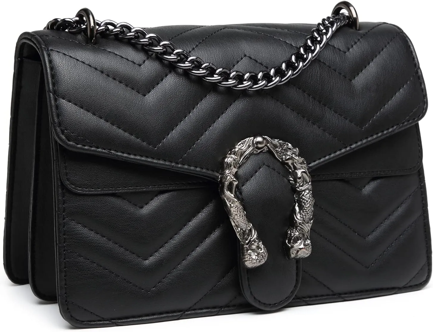 MYHOZEE Crossbody Bags for Women - Snake Printed Clutch Purses Leather Chain Shoulder Bags Evening Handbags
