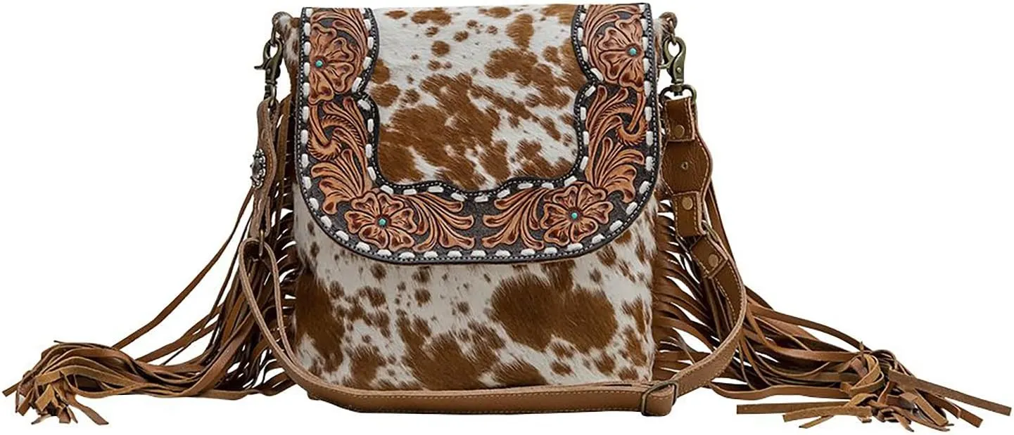 Myra Bag Western Leather Shoulder Bag for Women - Upcycled Canvas Hand-Tooled Bag Sengola