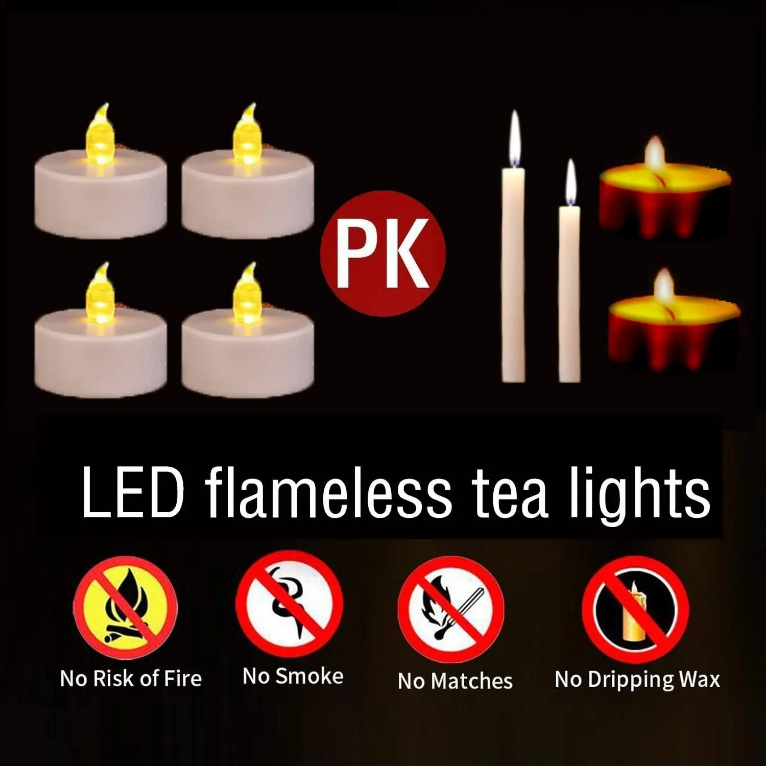 Nancia Tea Lights, 50PACK Flameless LED Tea Lights Candles, Flickering Warm Yellow, 200 Hours Battery-Powered Tea Light, Ideal Party, Wedding, Birthday, Gifts Home Decoration