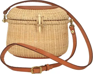 Nantucket Basket Tall Crescent Purse Cane-on-cane weave Rattan Bag for Women Bag