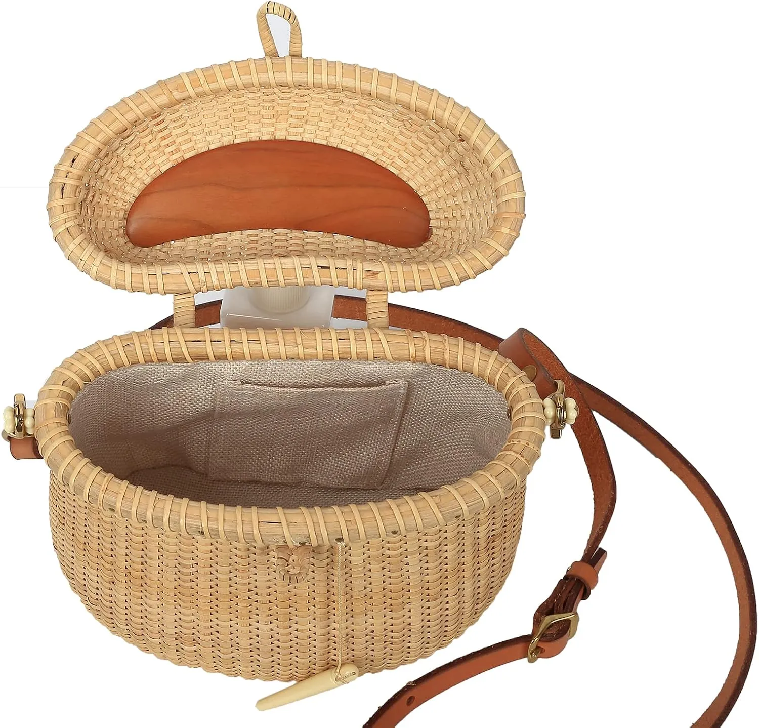 Nantucket Basket Tall Crescent Purse Cane-on-cane weave Rattan Bag for Women Bag