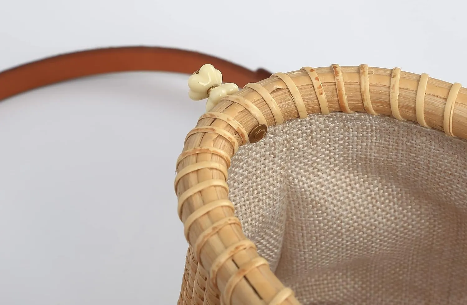Nantucket Basket Tall Crescent Purse Cane-on-cane weave Rattan Bag for Women Bag
