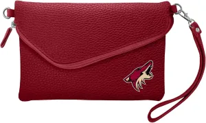 NHL Soft Pebble Fold Over Purse - Large Wristlet - includes Shoulder Strap