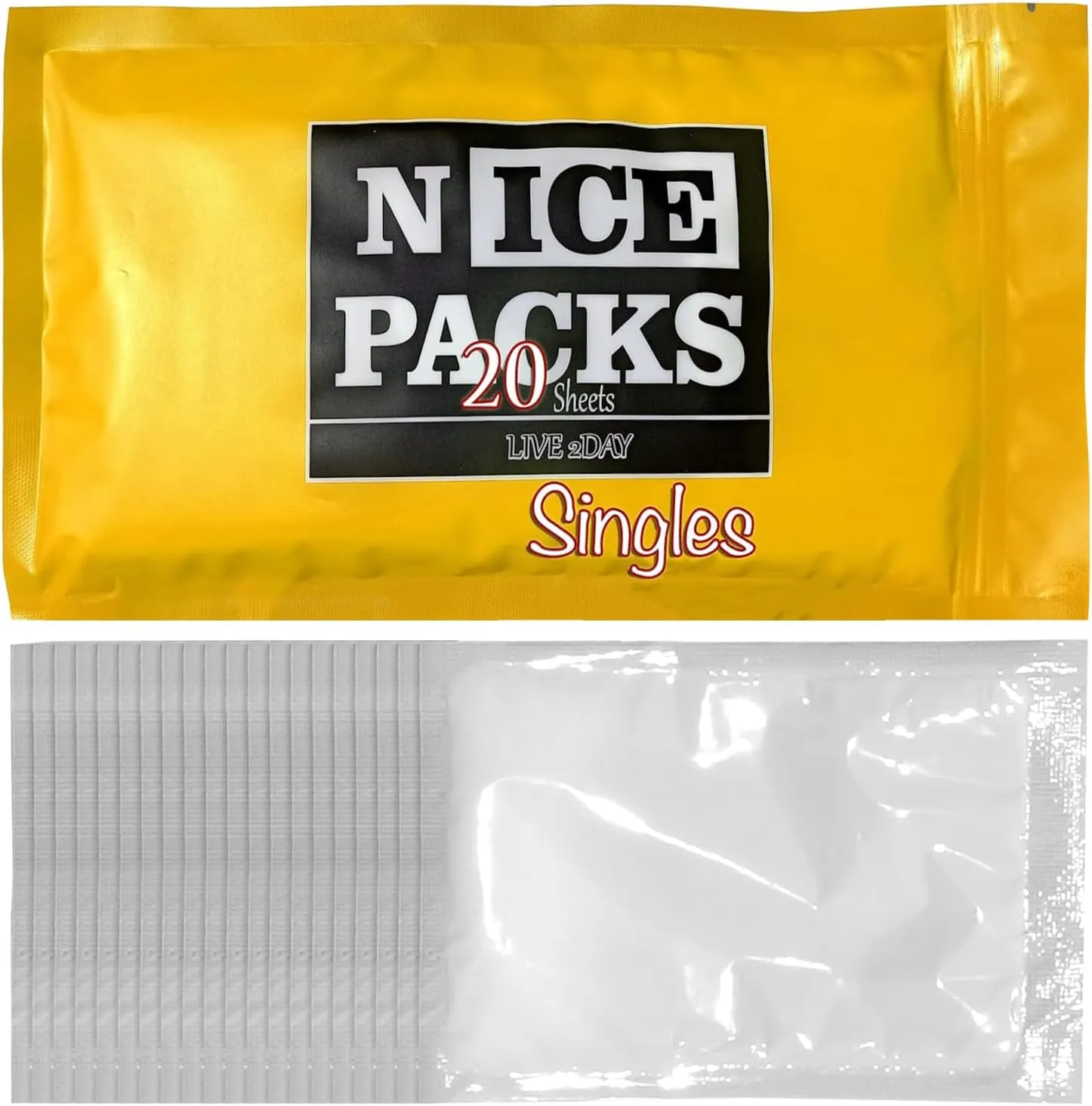 Nice Packs Reusable Dry Ice Packs for Coolers, Lunch Boxes & Frozen Food - Flexible and Long Lasting (20 Single Cell Sheets)