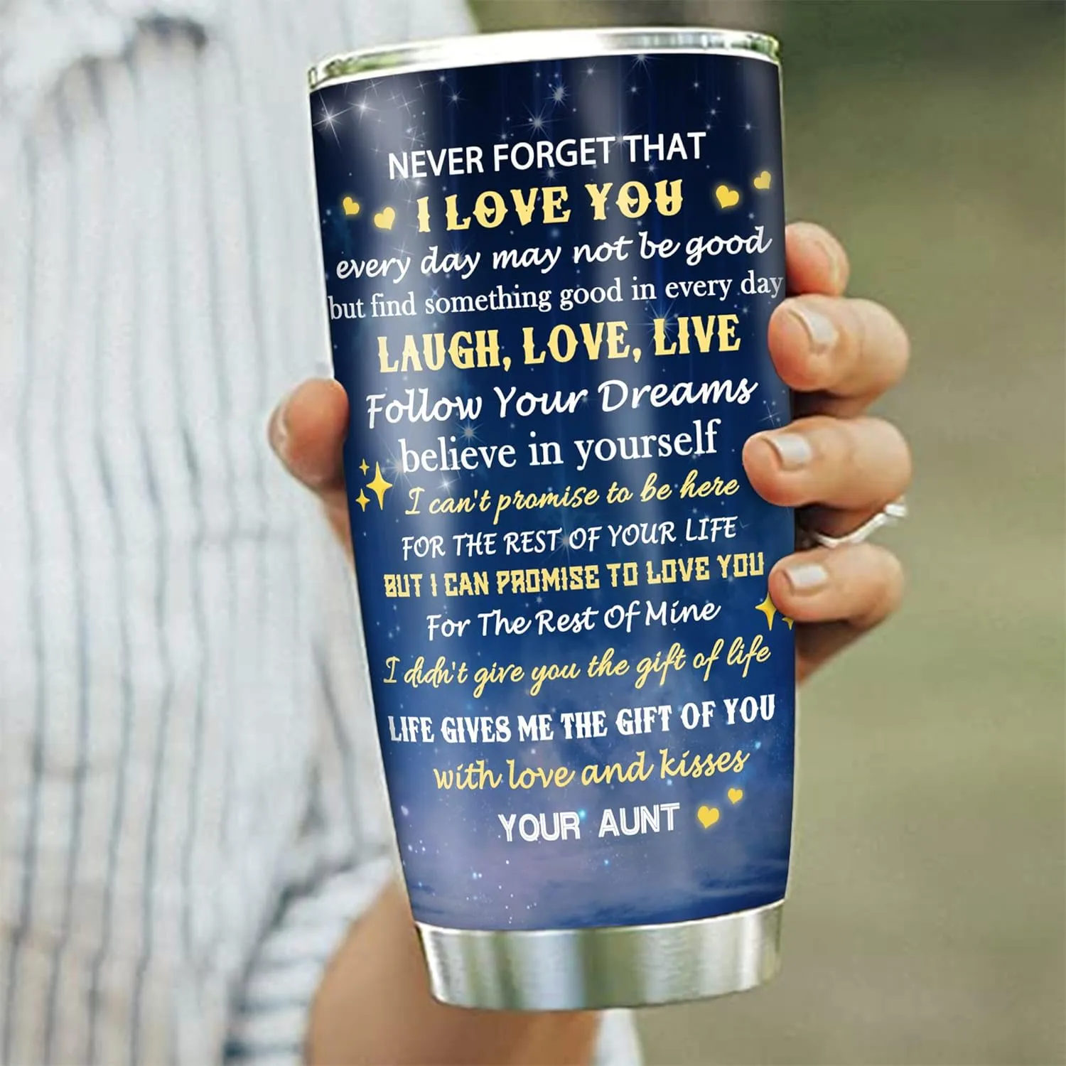 Niece Gifts 20oz Insulated Stainless Steel Blue Butterfly Cup Tumbler with Lids and Straws, Gifts for Niece From Auntie Aunt, Mothers Day Birthday Graduation Present for My Nieces Coffee Mugs
