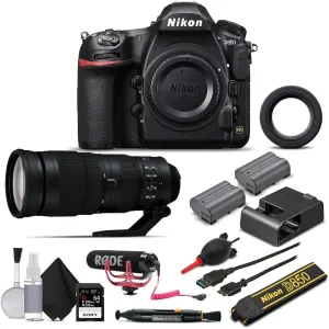 Nikon D850 Digital SLR Camera W AF-S FX NIKKOR 200-500mm f/5.6E ED Lens, 64GB Memory Card, Soft Bag, Rode Mic, Extra Battery (International Model) (Renewed)