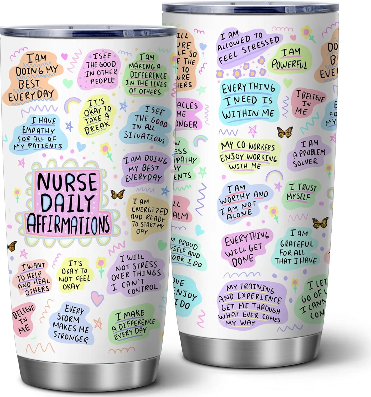 Nurse Week Appreciation Gifts for Women,20 Oz Nurse Tumbler Cup Mug Water Bottle,Funny Insulated Stainless Steel Vacuum Iced Travel Coffee Tumblers with Lid,1 Pcs