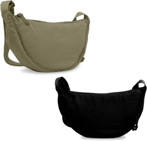 Nylon Crescent Crossbody Bag for Women Purses Trendy Men,Small Travel Sling Bag Hobo