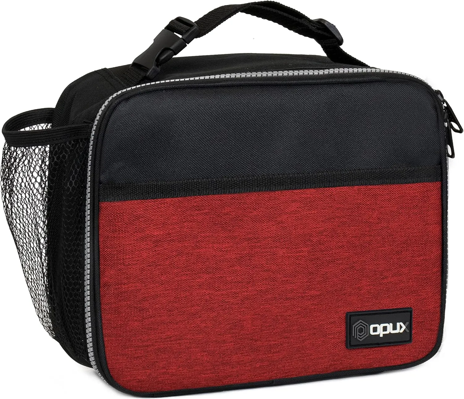 opux Insulated Lunch Bag Kids, Lunch Box for School Boy Girl, Leakproof Small Reusable Compact Soft Mini Cooler Bag, Toddler Small Lunch Boxes Kit Pail with Front Side Pockets (Red)