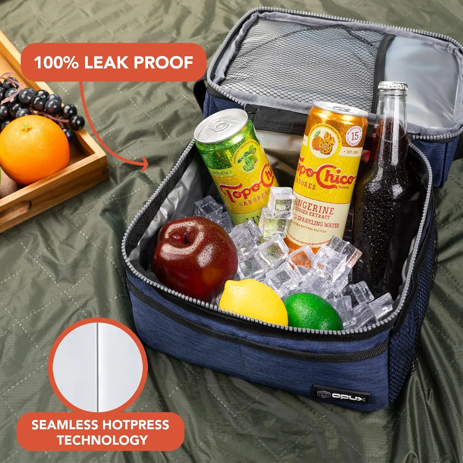OPUX Lunch Box For Men Women, Insulated Large Lunch Bag Adult Work, Double Decker Lunchbox Meal Prep, Dual Compartment Leakproof Lunch Cooler, Soft Lunch Pail Tote Boys Girls Kids School, Black 16 Can