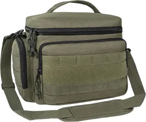 opux Tactical Lunch Box for Men, Olive Mens Insulated Lunch Bag for Adult, Leakproof Soft Lunch Cooler with MOLLE Mesh Side Pockets, Multicam Heavy Duty Lunchbox Pail for Work Women, Large, 18 Cans