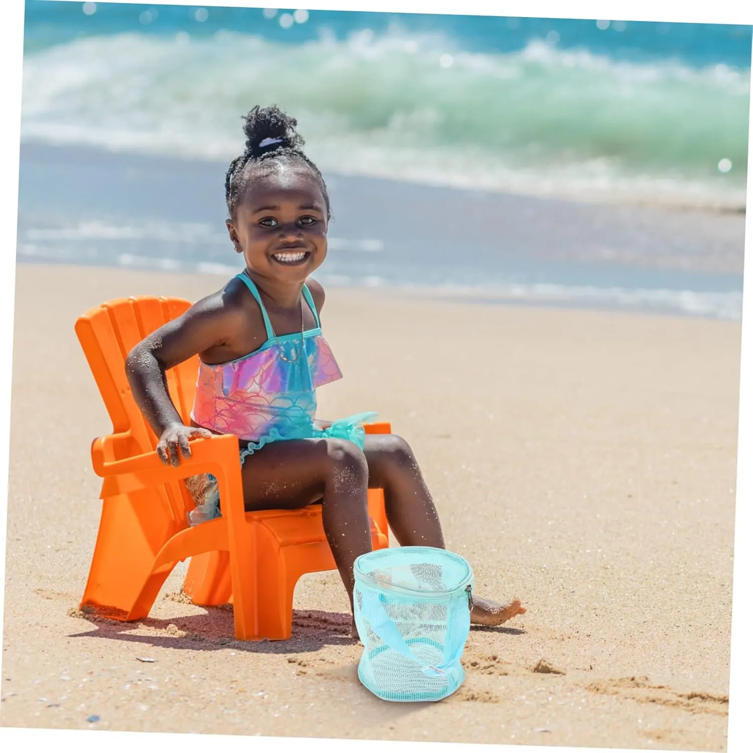 Outdoor Boys and Girls Beach Bag Mesh Toy Bucket Beach Storage Organizer Save Keep Toys in Place Great