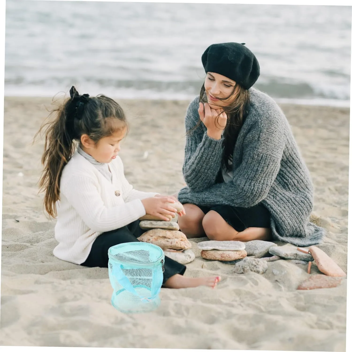 Outdoor Boys and Girls Beach Bag Mesh Toy Bucket Beach Storage Organizer Save Keep Toys in Place Great