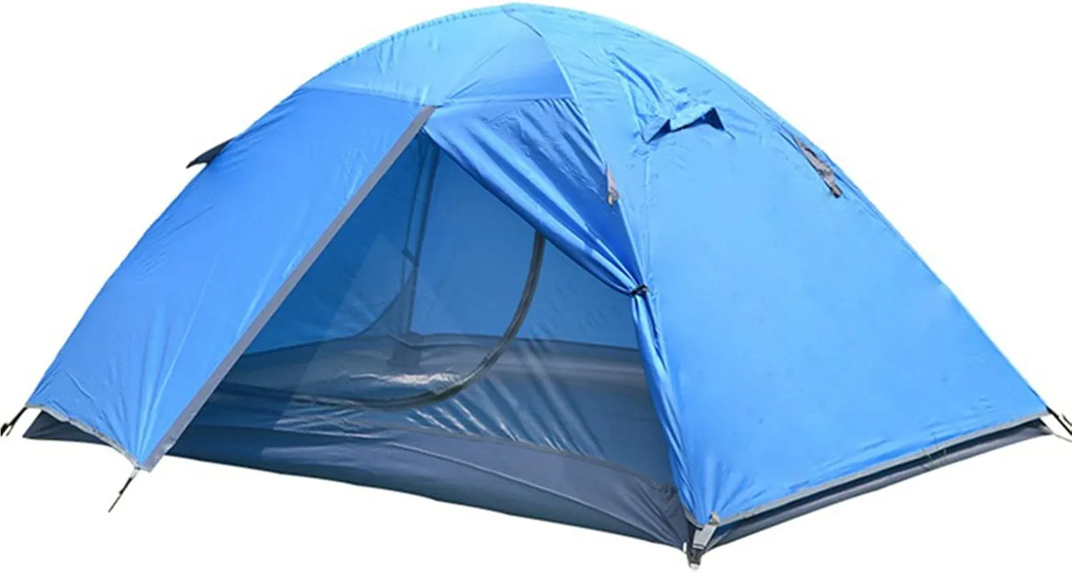 Outdoor Camping Tent Double Double-Layer Oxford Cloth Material Camping Rainstorm Sun Protection Multi-Person Interior Large Space Blue