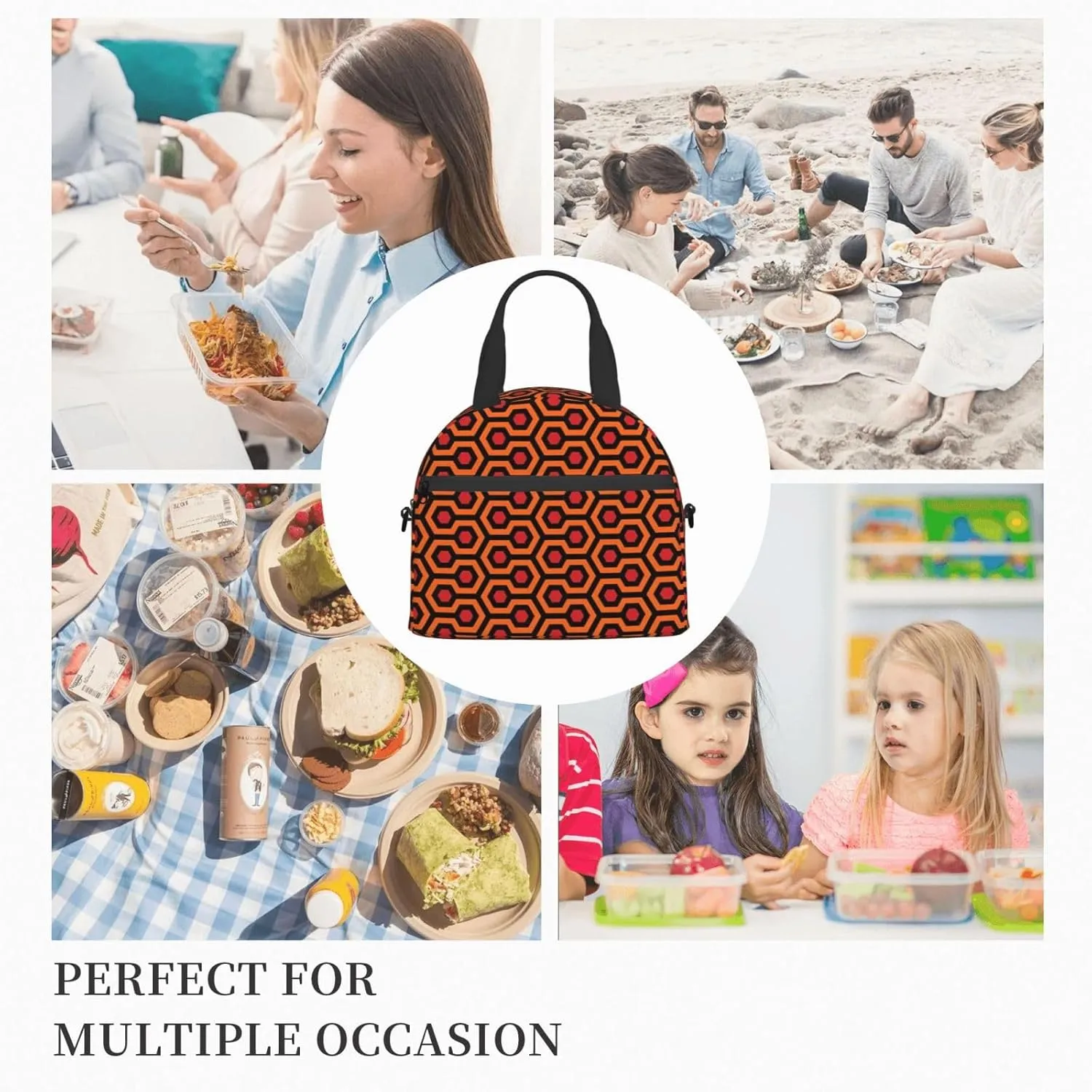 Overlook Hotel Carpet The Shining Sherpa Lunch Bag Hand Tote Crossbody Insulated Lunch Bag Large Portable Lunch Box