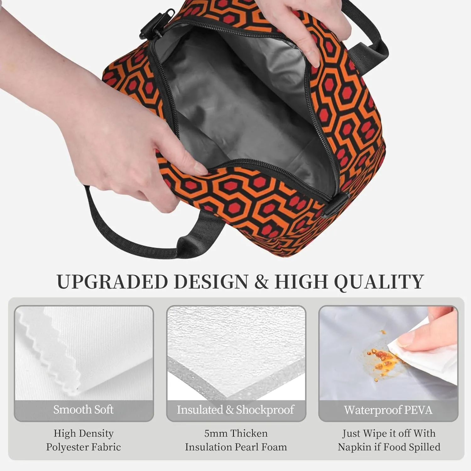 Overlook Hotel Carpet The Shining Sherpa Lunch Bag Hand Tote Crossbody Insulated Lunch Bag Large Portable Lunch Box