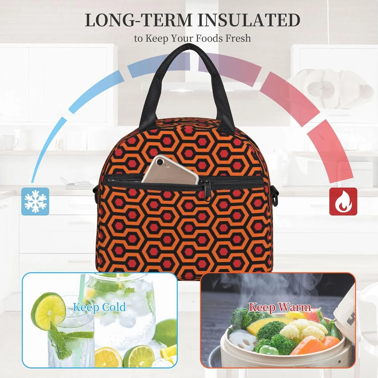 Overlook Hotel Carpet The Shining Sherpa Lunch Bag Hand Tote Crossbody Insulated Lunch Bag Large Portable Lunch Box