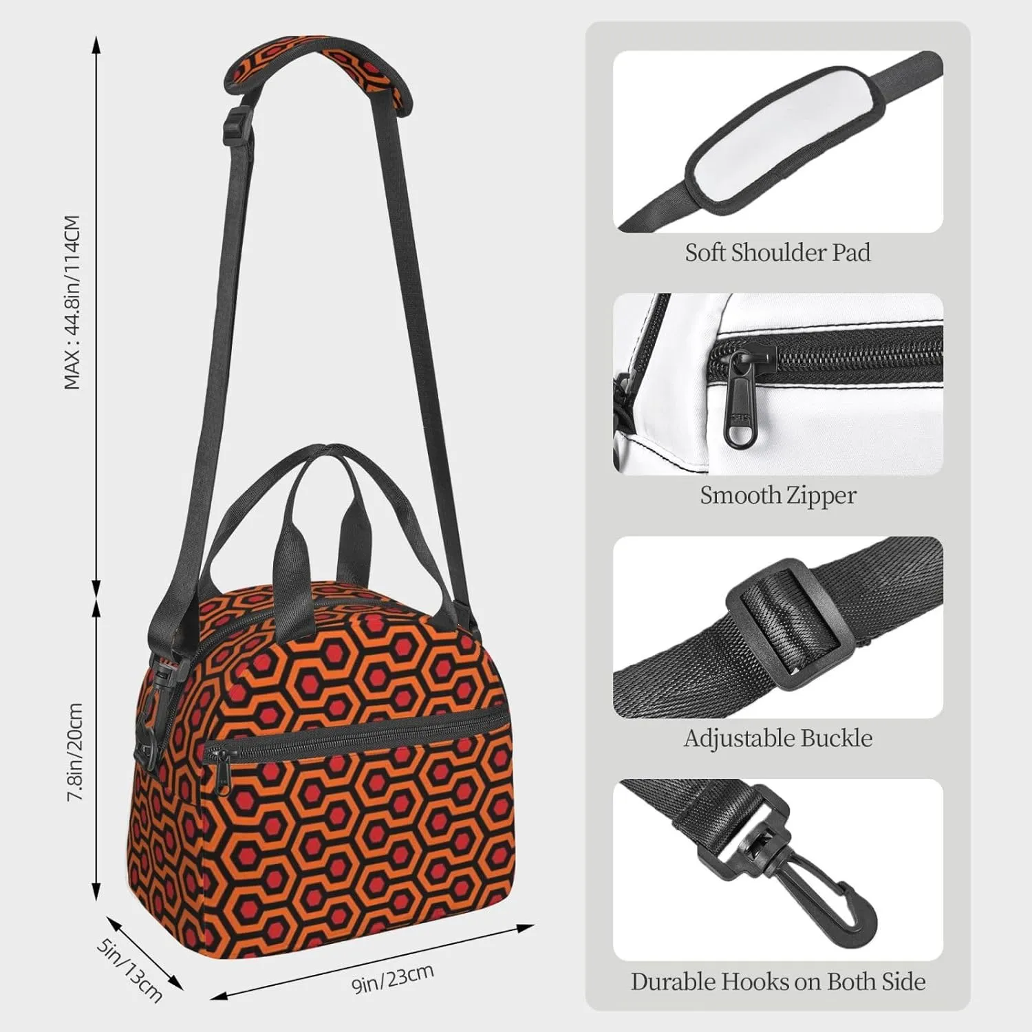 Overlook Hotel Carpet The Shining Sherpa Lunch Bag Hand Tote Crossbody Insulated Lunch Bag Large Portable Lunch Box