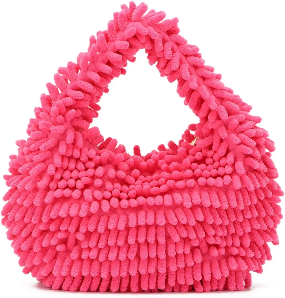 Oweisong Small Cute Fluffy Purse Furry Tote Bag Plush Handbag Aesthetic Faux Fur Evening Clutch for Women