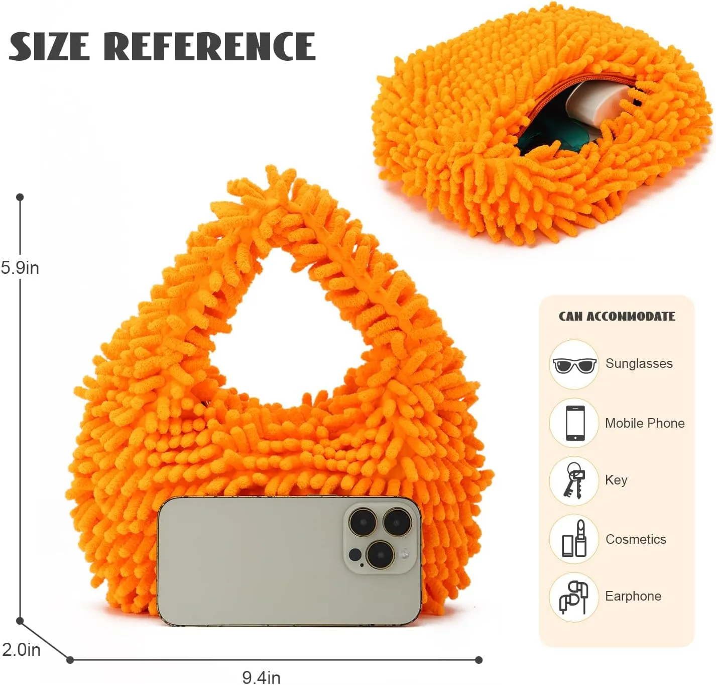 Oweisong Small Cute Fluffy Purse Furry Tote Bag Plush Handbag Aesthetic Faux Fur Evening Clutch for Women